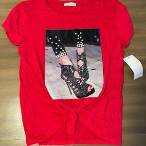 Chic Red Tee with Shoe Graphic